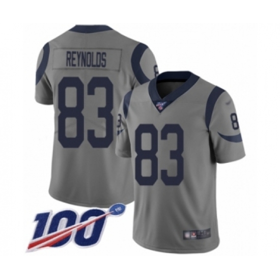 Youth Los Angeles Rams 83 Josh Reynolds Limited Gray Inverted Legend 100th Season Football Jersey