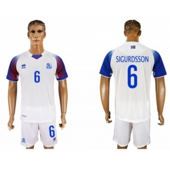 Iceland 6 Sigurdsson Away Soccer Country Jersey