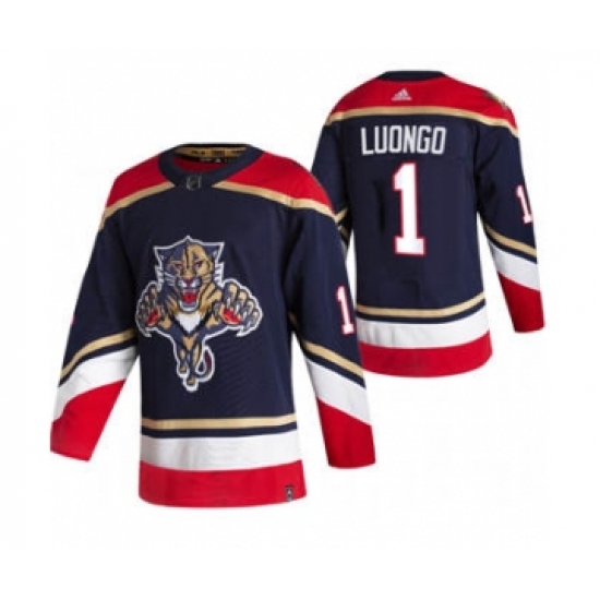 Men's Florida Panthers 1 Roberto Luongo Black 2020-21 Reverse Retro Alternate Hockey Jersey