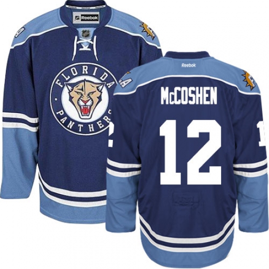 Men's Reebok Florida Panthers 12 Ian McCoshen Authentic Navy Blue Third NHL Jersey