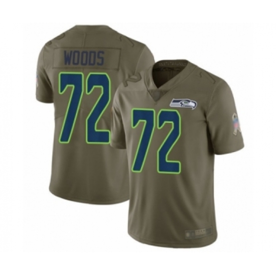 Men's Seattle Seahawks 72 Al Woods Limited Olive 2017 Salute to Service Football Jersey