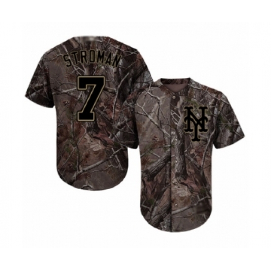 Men's New York Mets 7 Marcus Stroman Authentic Camo Realtree Collection Flex Base Baseball Jersey