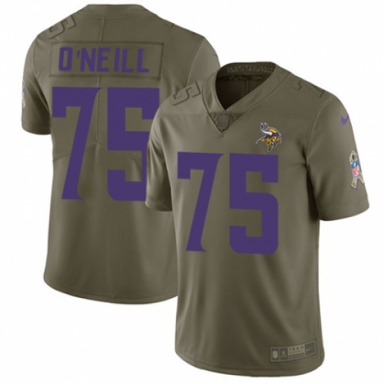 Youth Nike Minnesota Vikings 75 Brian O'Neill Limited Olive 2017 Salute to Service NFL Jersey