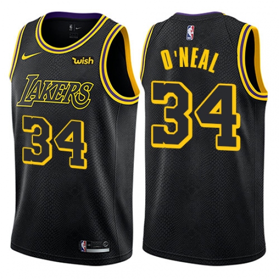 Youth Nike Los Angeles Lakers 34 Shaquille O'Neal Swingman Black NBA Jersey - City Edition