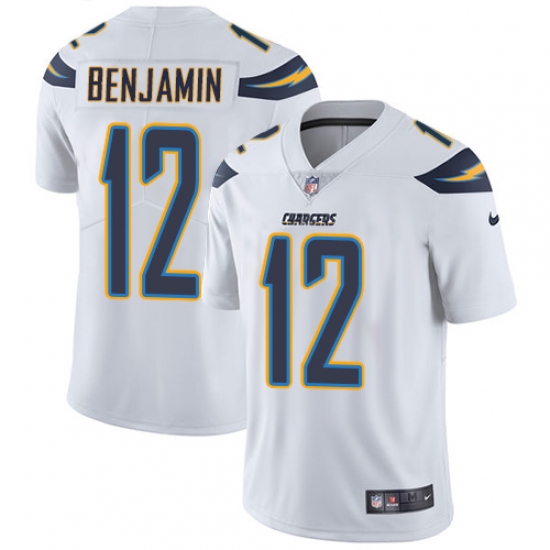 Youth Nike Los Angeles Chargers 12 Travis Benjamin Elite White NFL Jersey