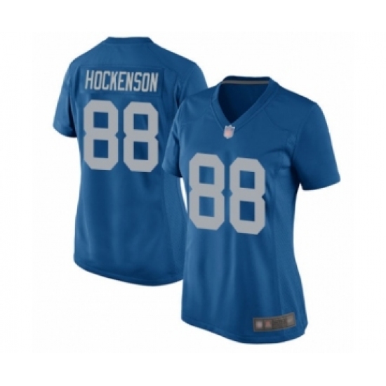 Women's Detroit Lions 88 T.J. Hockenson Game Blue Alternate Football Jersey