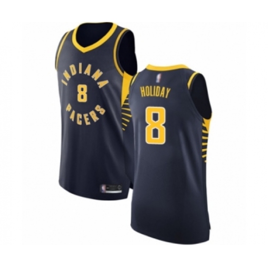 Men's Indiana Pacers 8 Justin Holiday Authentic Navy Blue Basketball Jersey - Icon Edition