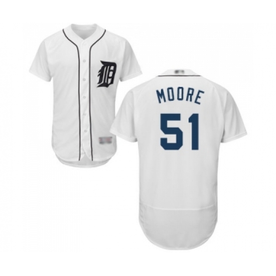 Men's Detroit Tigers 51 Matt Moore White Home Flex Base Authentic Collection Baseball Jersey