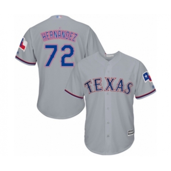 Youth Texas Rangers 72 Jonathan Hernandez Authentic Grey Road Cool Base Baseball Player Jersey