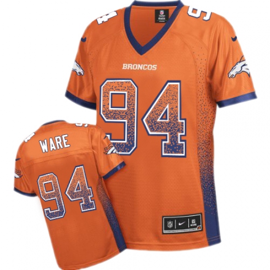 Women's Nike Denver Broncos 94 DeMarcus Ware Elite Orange Drift Fashion NFL Jersey