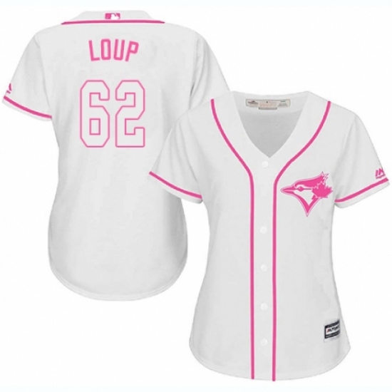 Women's Majestic Toronto Blue Jays 62 Aaron Loup Replica White Fashion Cool Base MLB Jersey