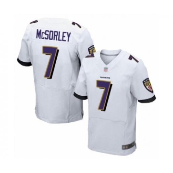 Men's Baltimore Ravens 7 Trace McSorley Elite White Football Jersey