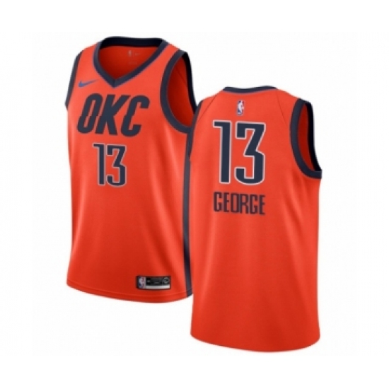 Men's Nike Oklahoma City Thunder 13 Paul George Orange Swingman Jersey - Earned Edition