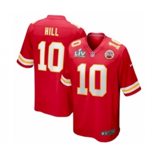 Men's Kansas City Chiefs 10 Tyreek Hill Red Super Bowl LV game Jersey