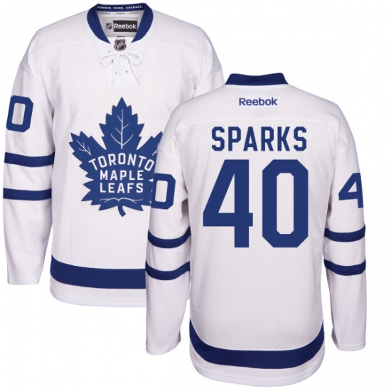 Men's Reebok Toronto Maple Leafs 40 Garret Sparks Authentic White Away NHL Jersey