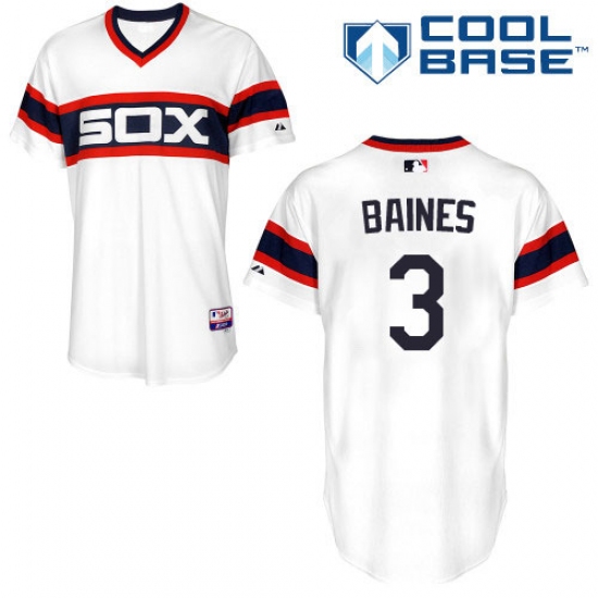 Men's Majestic Chicago White Sox 3 Harold Baines White Alternate Flex Base Authentic Collection MLB Jersey