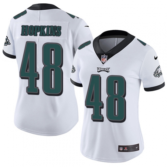 Women's Nike Philadelphia Eagles 48 Wes Hopkins White Vapor Untouchable Limited Player NFL Jersey