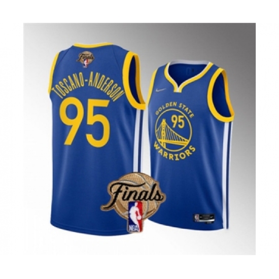 Men's Golden State Warriors 95 Juan Toscano-Anderson 2022 Blue NBA Finals Stitched Jersey