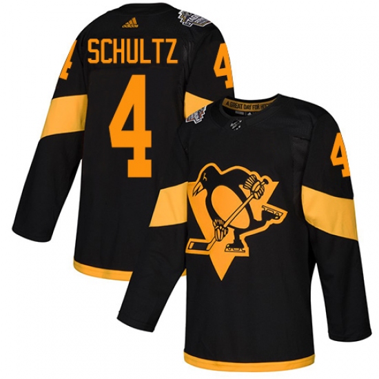 Men's Adidas Pittsburgh Penguins 4 Justin Schultz Black Authentic 2019 Stadium Series Stitched NHL Jersey