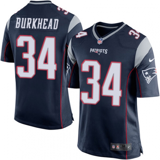 Men's Nike New England Patriots 34 Rex Burkhead Game Navy Blue Team Color NFL Jersey