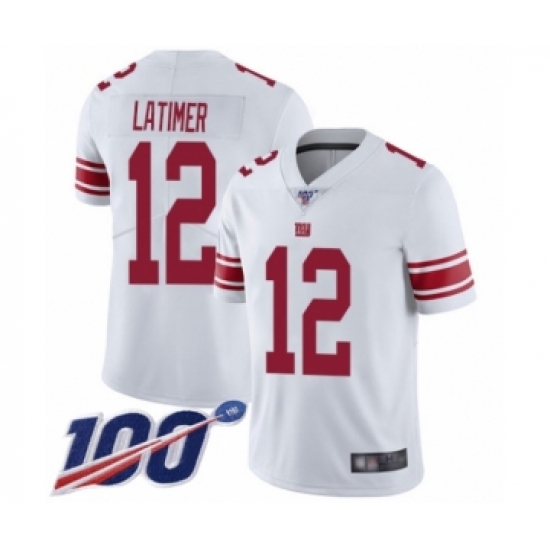 Men's New York Giants 12 Cody Latimer White Vapor Untouchable Limited Player 100th Season Football Jersey