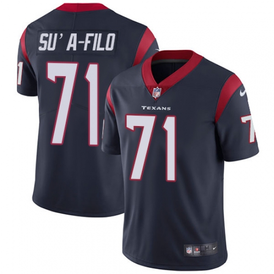 Youth Nike Houston Texans 71 Xavier Su'a-Filo Limited Navy Blue Team Color Vapor Untouchable NFL Jersey