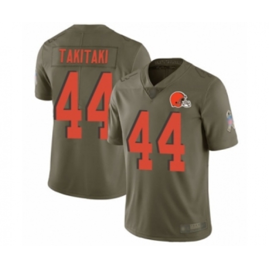 Youth Cleveland Browns 44 Sione Takitaki Limited Olive 2017 Salute to Service Football Jersey