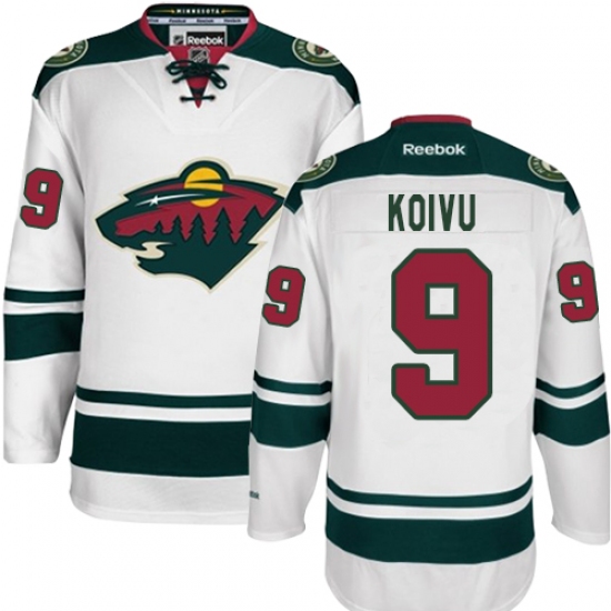 Men's Reebok Minnesota Wild 9 Mikko Koivu Authentic White Away NHL Jersey