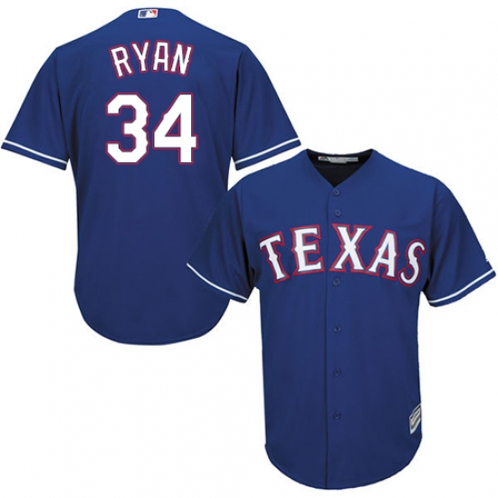 Men's Majestic Texas Rangers 34 Nolan Ryan Replica Royal Blue Alternate 2 Cool Base MLB Jersey