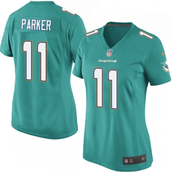 Women's Nike Miami Dolphins 11 DeVante Parker Game Aqua Green Team Color NFL Jersey