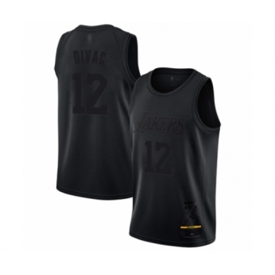 Men's Los Angeles Lakers 12 Vlade Divac Swingman Black MVP Basketball Jersey