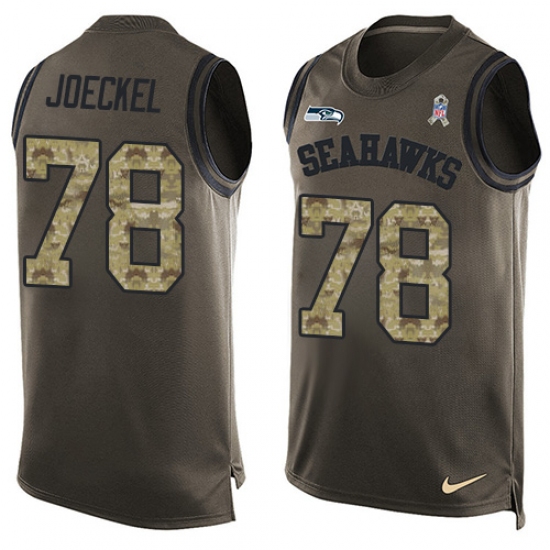 Men's Nike Seattle Seahawks 78 Luke Joeckel Limited Green Salute to Service Tank Top NFL Jersey