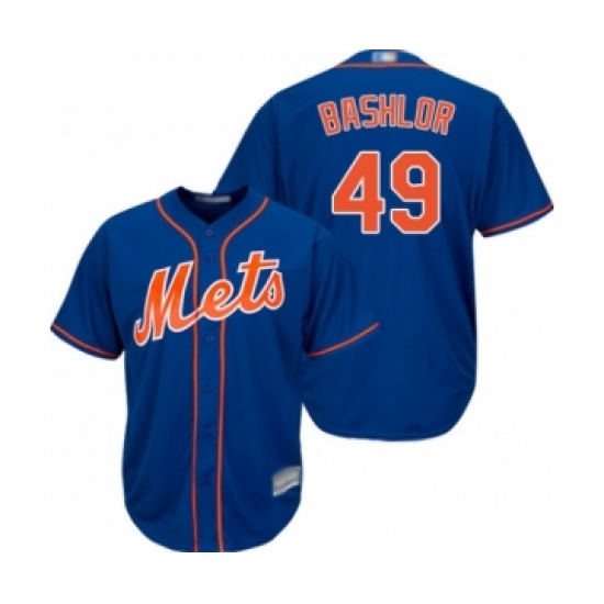 Youth New York Mets 49 Tyler Bashlor Authentic Royal Blue Alternate Home Cool Base Baseball Player Jersey