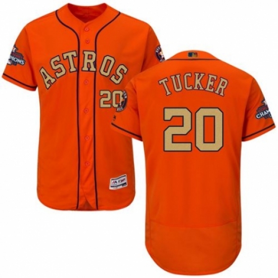 Men's Majestic Houston Astros 20 Preston Tucker Orange Alternate 2018 Gold Program Flex Base Authentic Collection MLB Jersey
