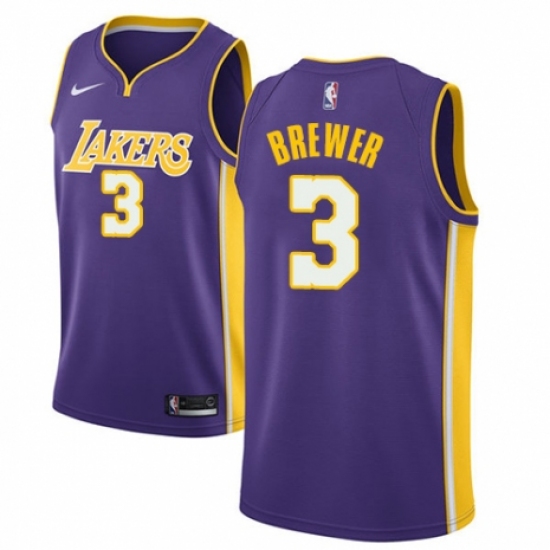 Men's Nike Los Angeles Lakers 3 Corey Brewer Authentic Purple NBA Jersey - Icon Edition