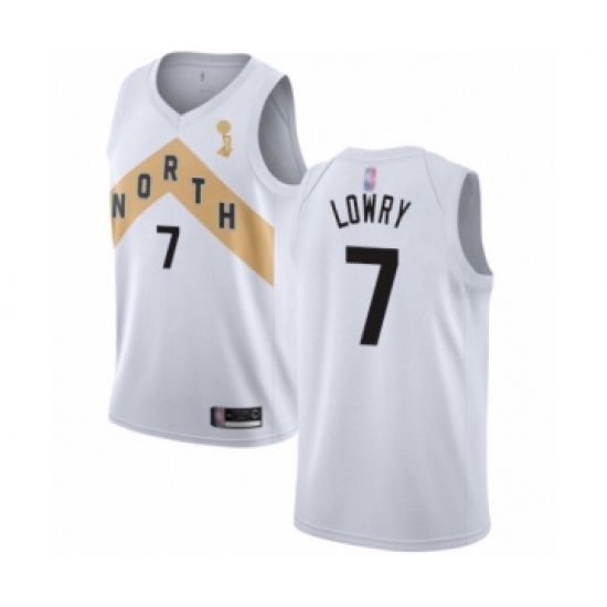 Men's Toronto Raptors 7 Kyle Lowry Swingman White 2019 Basketball Finals Champions Jersey - City Edition