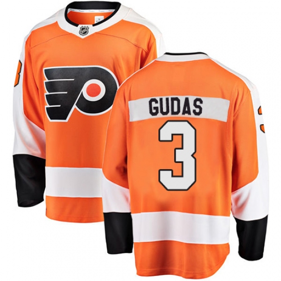 Youth Philadelphia Flyers 3 Radko Gudas Fanatics Branded Orange Home Breakaway NHL Jersey