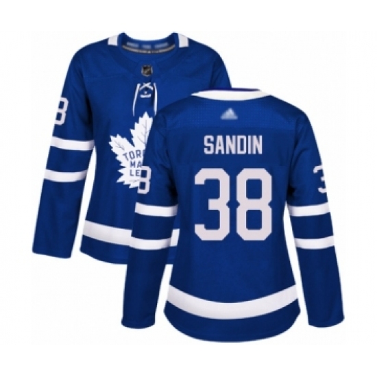 Women's Toronto Maple Leafs 38 Rasmus Sandin Authentic Royal Blue Home Hockey Jersey