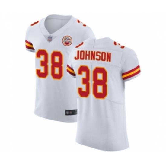 Men's Kansas City Chiefs 38 Dontae Johnson White Vapor Untouchable Elite Player Football Jersey