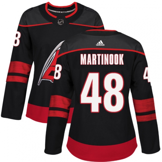 Women's Adidas Carolina Hurricanes 48 Jordan Martinook Premier Black Alternate NHL Jersey