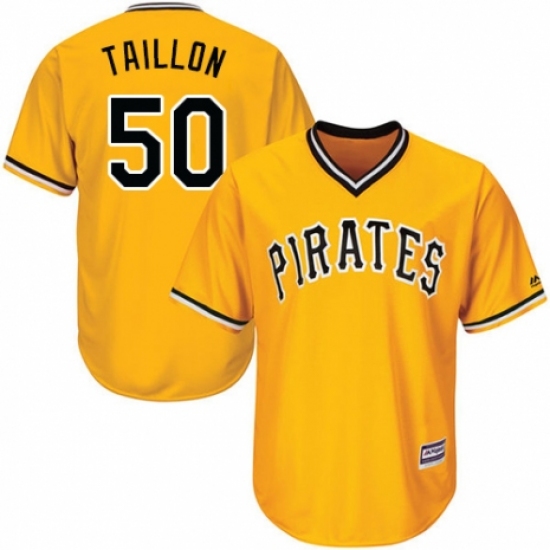 Men's Majestic Pittsburgh Pirates 50 Jameson Taillon Replica Gold Alternate Cool Base MLB Jersey