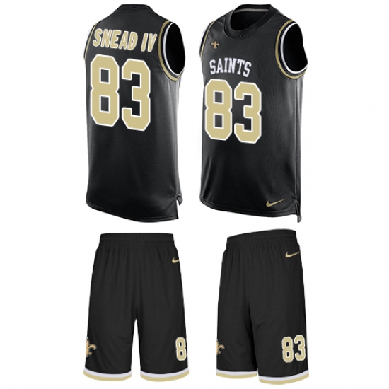 Men's Nike New Orleans Saints 83 Willie Snead Limited Black Tank Top Suit NFL Jersey