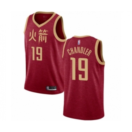 Men's Houston Rockets 19 Tyson Chandler Authentic Red Basketball Jersey - 2018-19 City Edition