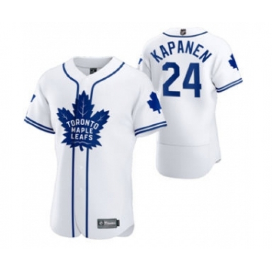 Men's Toronto Maple Leafs 24 Kasperi Kapanen 2020 Hockey x Baseball Crossover Edition Jersey White