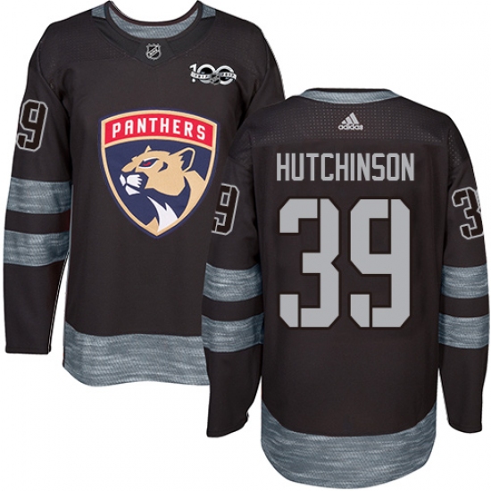 Men's Adidas Florida Panthers 39 Michael Hutchinson Authentic Black 1917-2017 100th Anniversary NHL Jersey