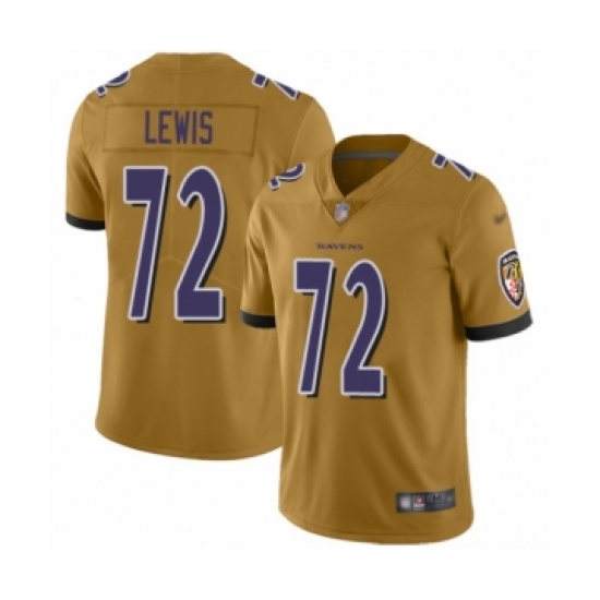 Youth Baltimore Ravens 72 Alex Lewis Limited Gold Inverted Legend Football Jersey