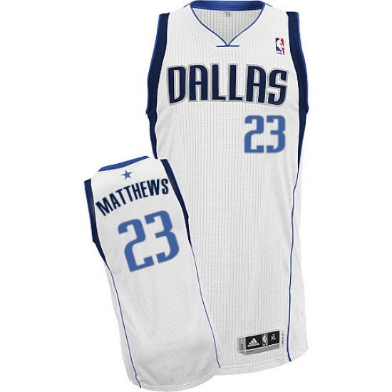 Men's Adidas Dallas Mavericks 23 Wesley Matthews Authentic White Home NBA Jersey