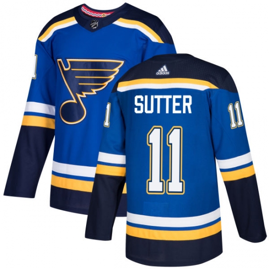 Men's Adidas St. Louis Blues 11 Brian Sutter Authentic Royal Blue Home NHL Jersey