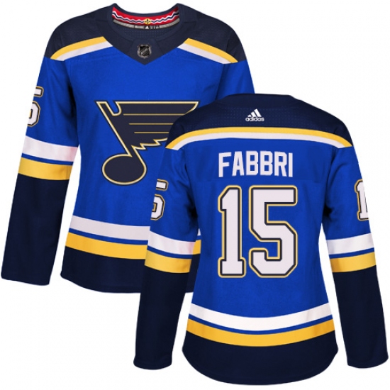 Women's Adidas St. Louis Blues 15 Robby Fabbri Premier Royal Blue Home NHL Jersey