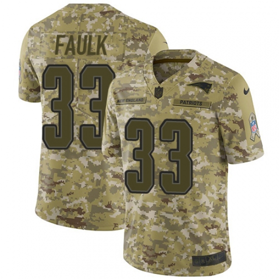 Men's Nike New England Patriots 33 Kevin Faulk Limited Camo 2018 Salute to Service NFL Jersey